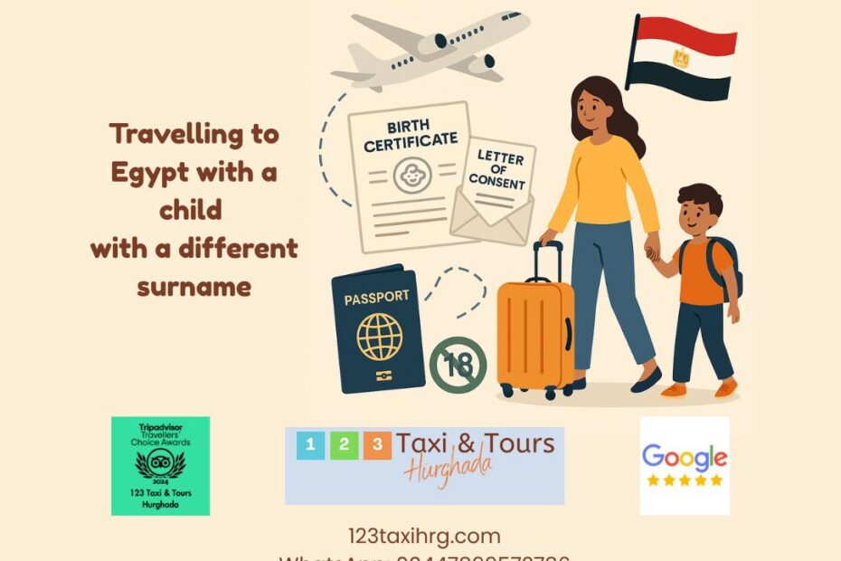 Travel to Egypt with a child with a different surname. Top tips from the airlines if you are travelling to Egypt with a child with a different surname.